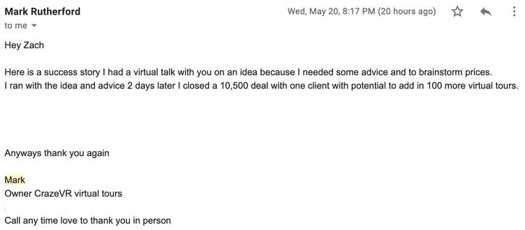 Mark Rutherford's success email
